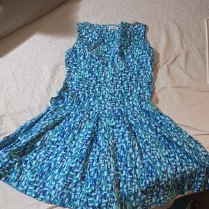 Calvin Klein Blue and Green Patterned Dress